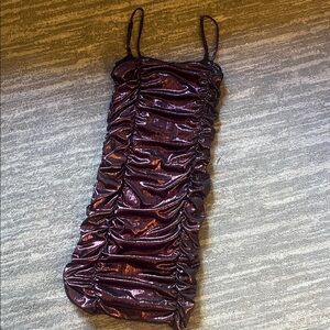 Katie J NYC Metallic Plum Ruched Slip Dress